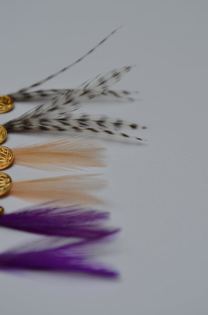 Boucles d'oreilles charm's plumes coq grizzly