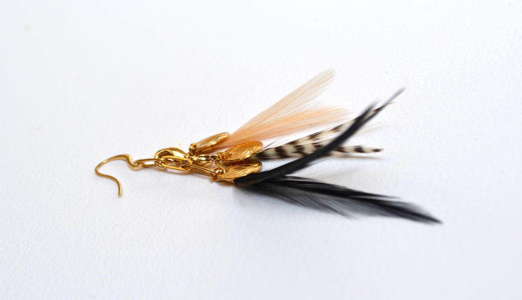 Boucles d'oreilles plumes noires