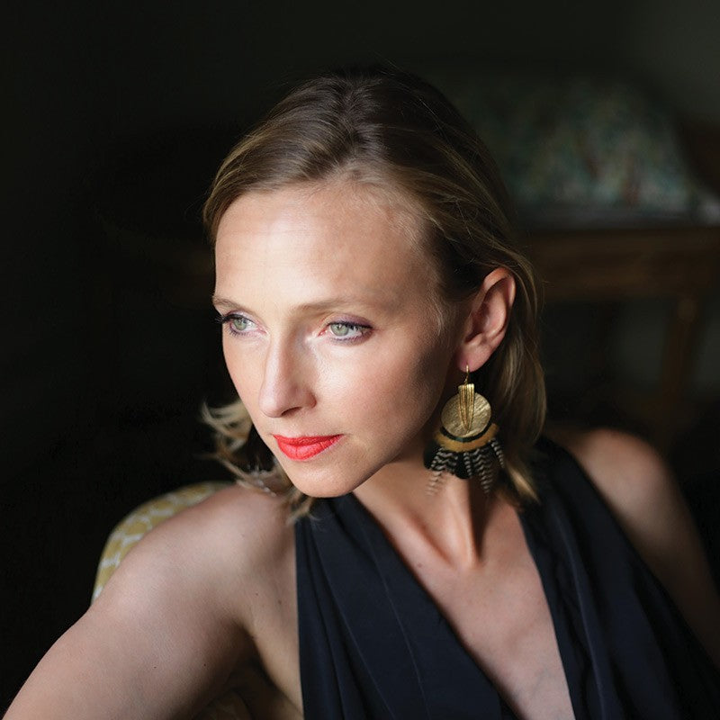 Boucles d'oreilles plumes faisan dunes or jaune