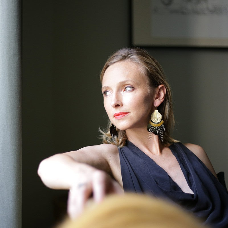 Boucles d'oreilles plumes faisan dunes or jaune