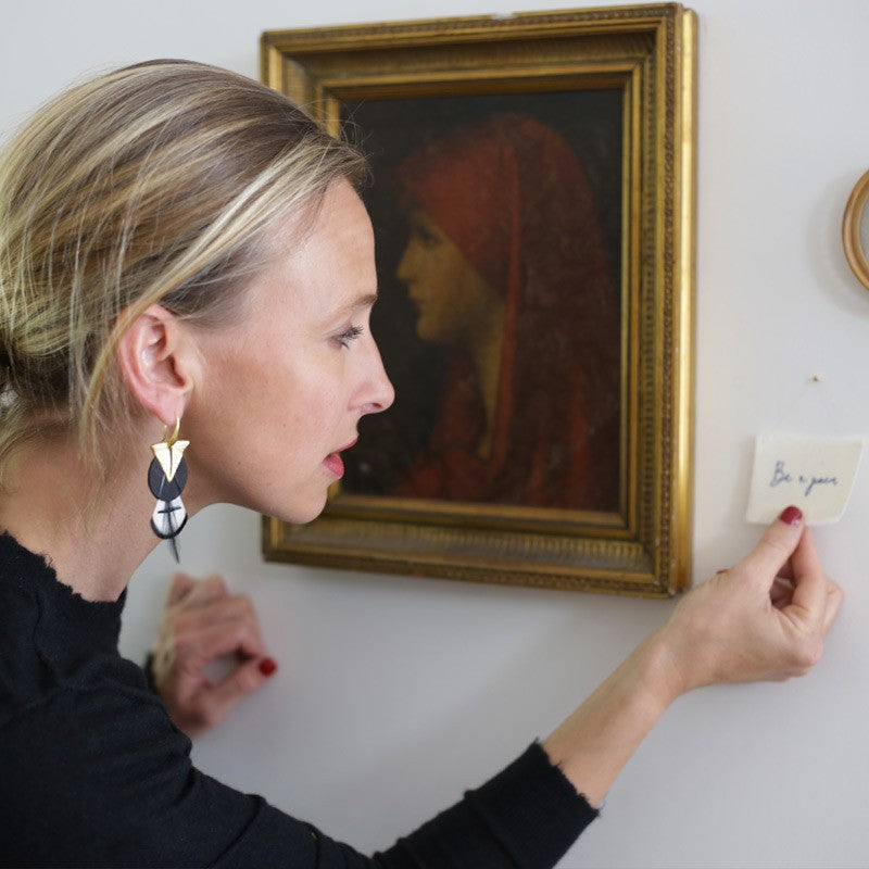 Boucles d'oreilles plumes oie amma or