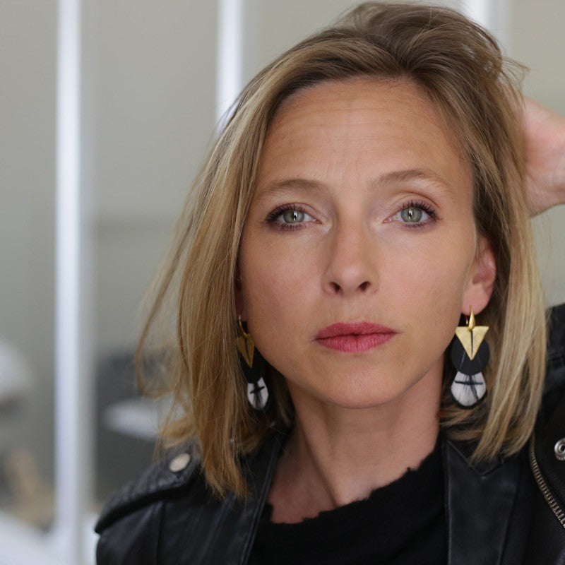 Boucles d'oreilles plumes oie amma or