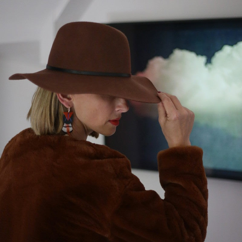 Boucles d'oreilles plumes oie amma orange