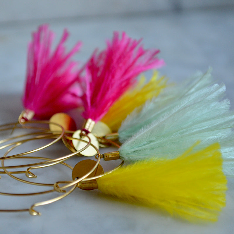 Boucles d'oreilles plumes autruche créoles sweet