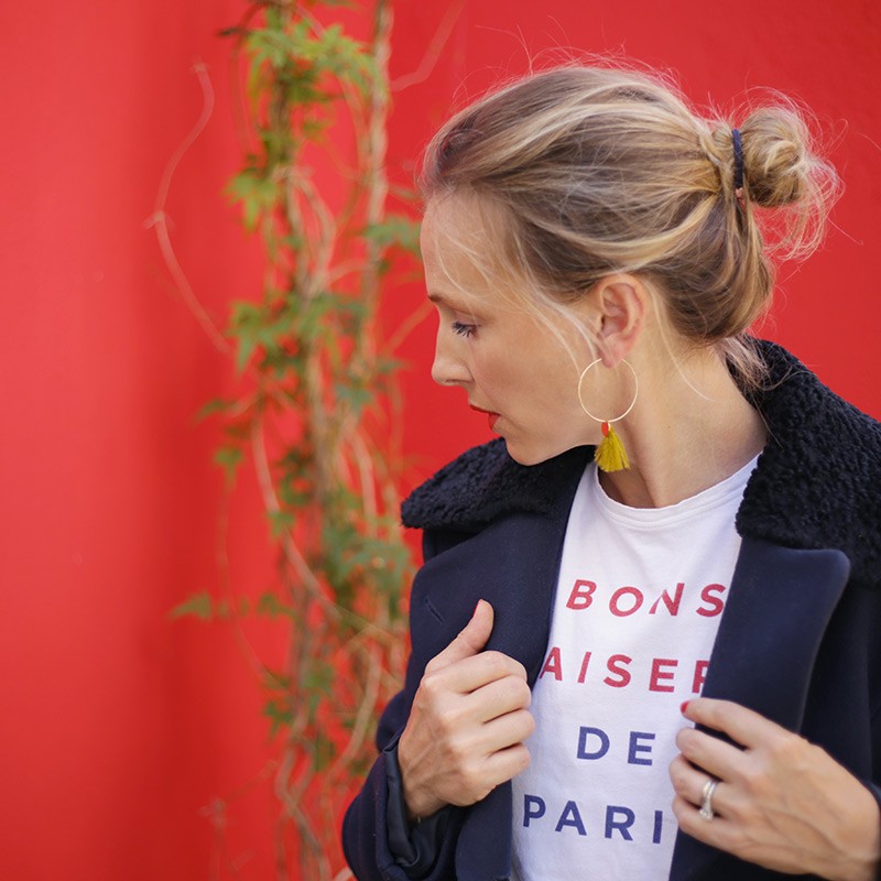 Boucles d'oreilles plumes autruche créoles sweet kaki