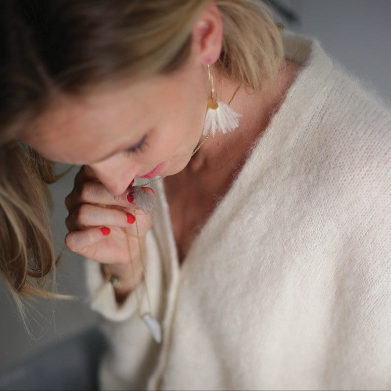 Boucles d'oreilles plumes autruche créoles sweet longues 