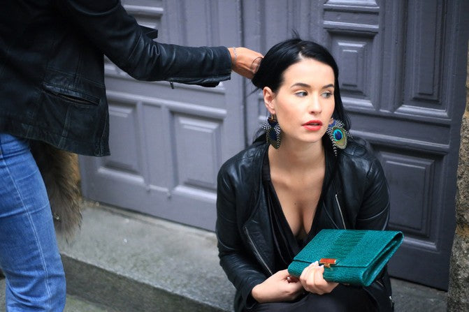 Boucles d'oreilles plumes paon gaia