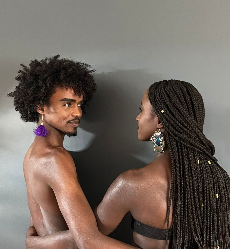 Boucle d'oreille plume paon gaia