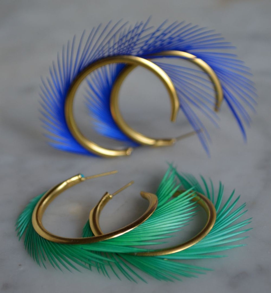 Boucles d'oreilles plumes oie iroquoise vert