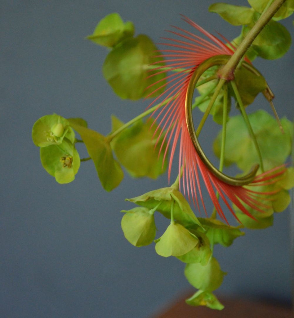 Boucles d'oreilles plumes oie iroquoise corail
