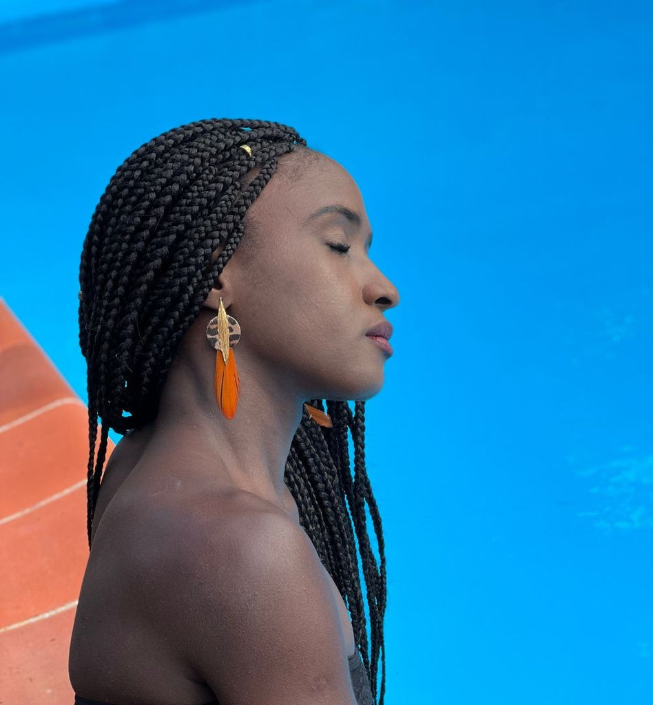 Boucles d'oreilles plumes faisan kasai léopard