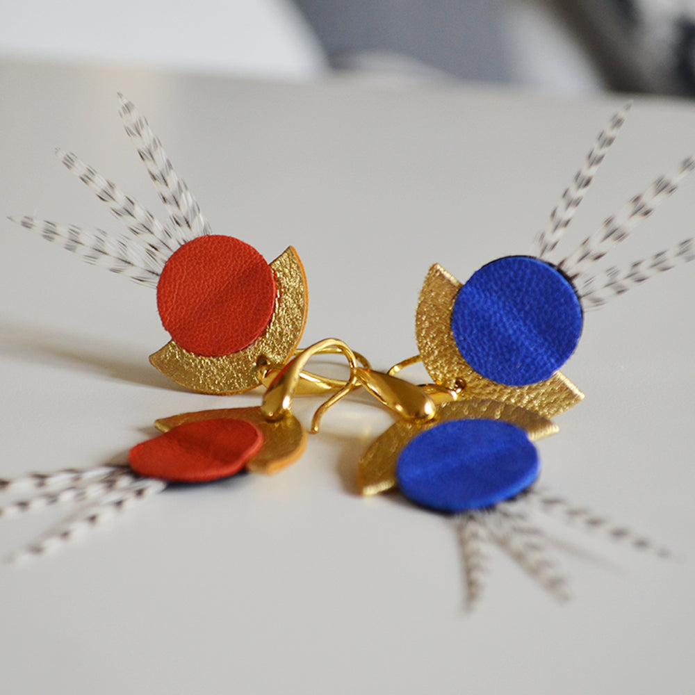 Boucles d'oreilles plumes coq naïades 