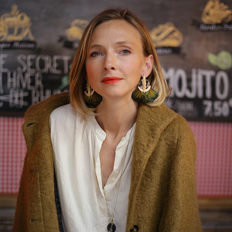 Boucles d'oreilles plumes paon palma