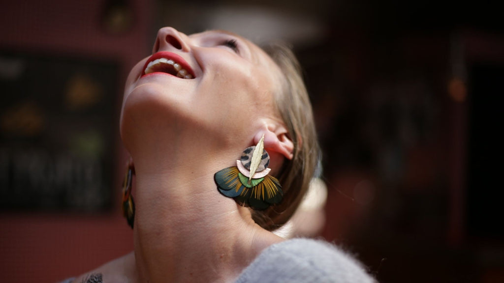 Boucles d'oreilles plumes paon palma