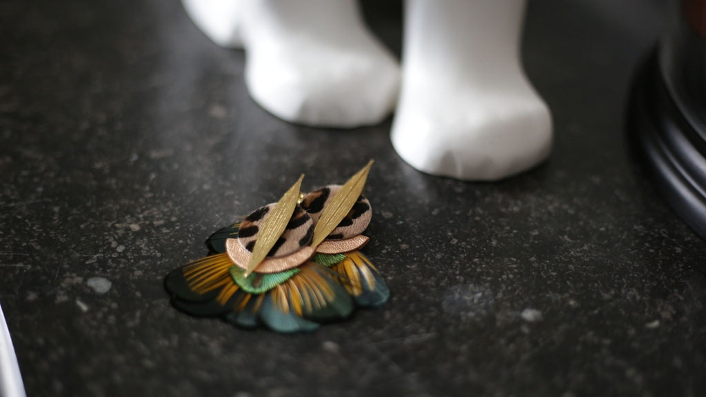 Boucles d'oreilles plumes paon palma 