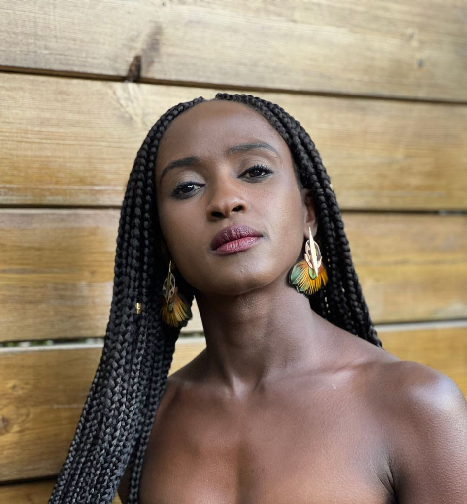 Boucles d'oreilles plumes paon palma 