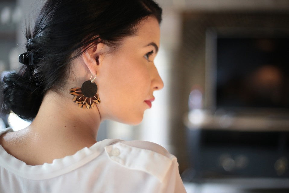 Boucles d'oreilles plumes faisan phaedra Noir