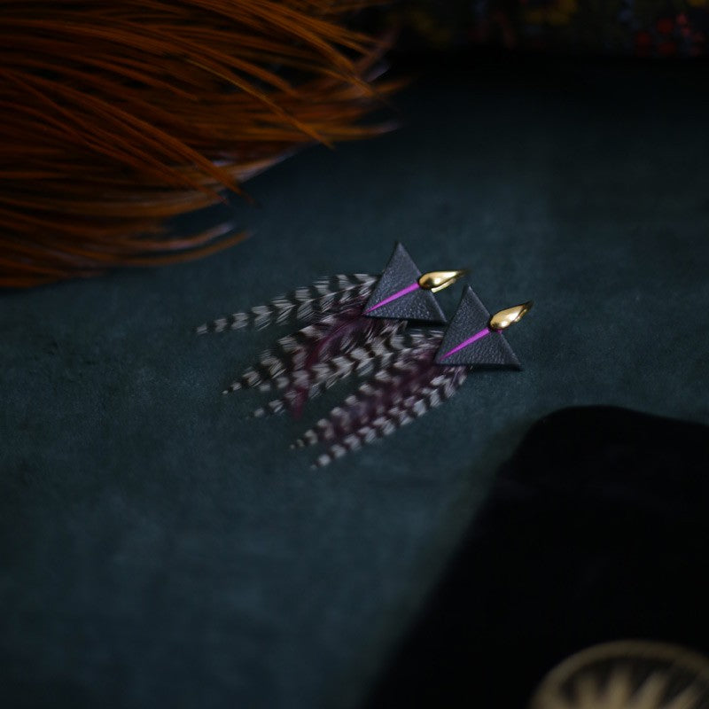 Boucles d'oreilles plumes coq tamara rose