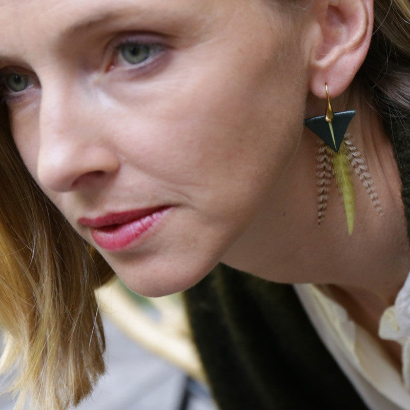 Boucles d'oreilles plumes cop tamara vert