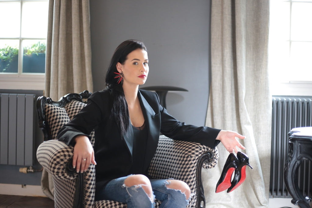 Boucles d'oreilles plumes coq rebel panthère rouge