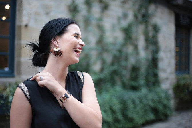 Boucles d'oreilles plumes pintade tragopan noir