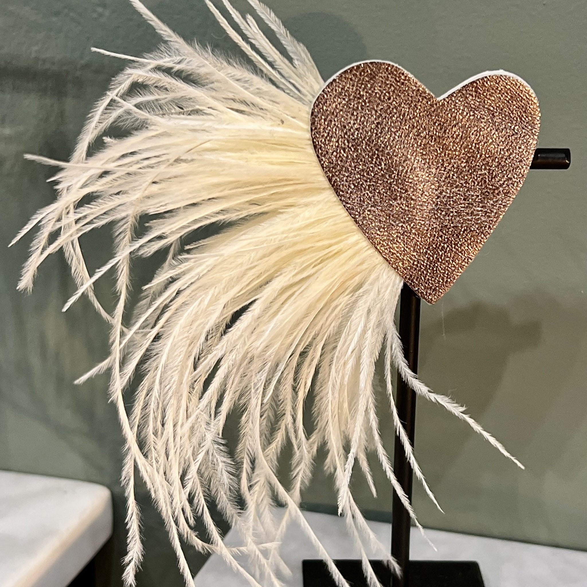 Broche Vintage Plume En Relief Argentée - Grand Modèle - Bijou Ancien Sans Marque - Occasion